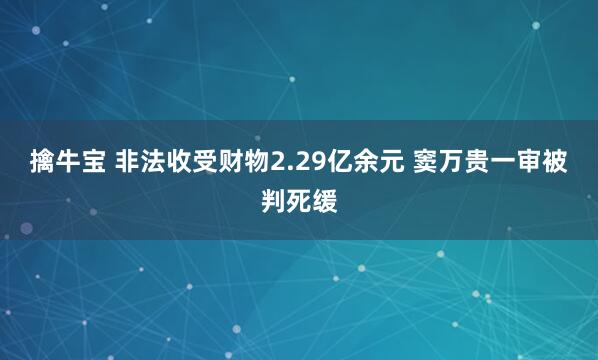 擒牛宝 非法收受财物2.29亿余元 窦万贵一审被判死缓